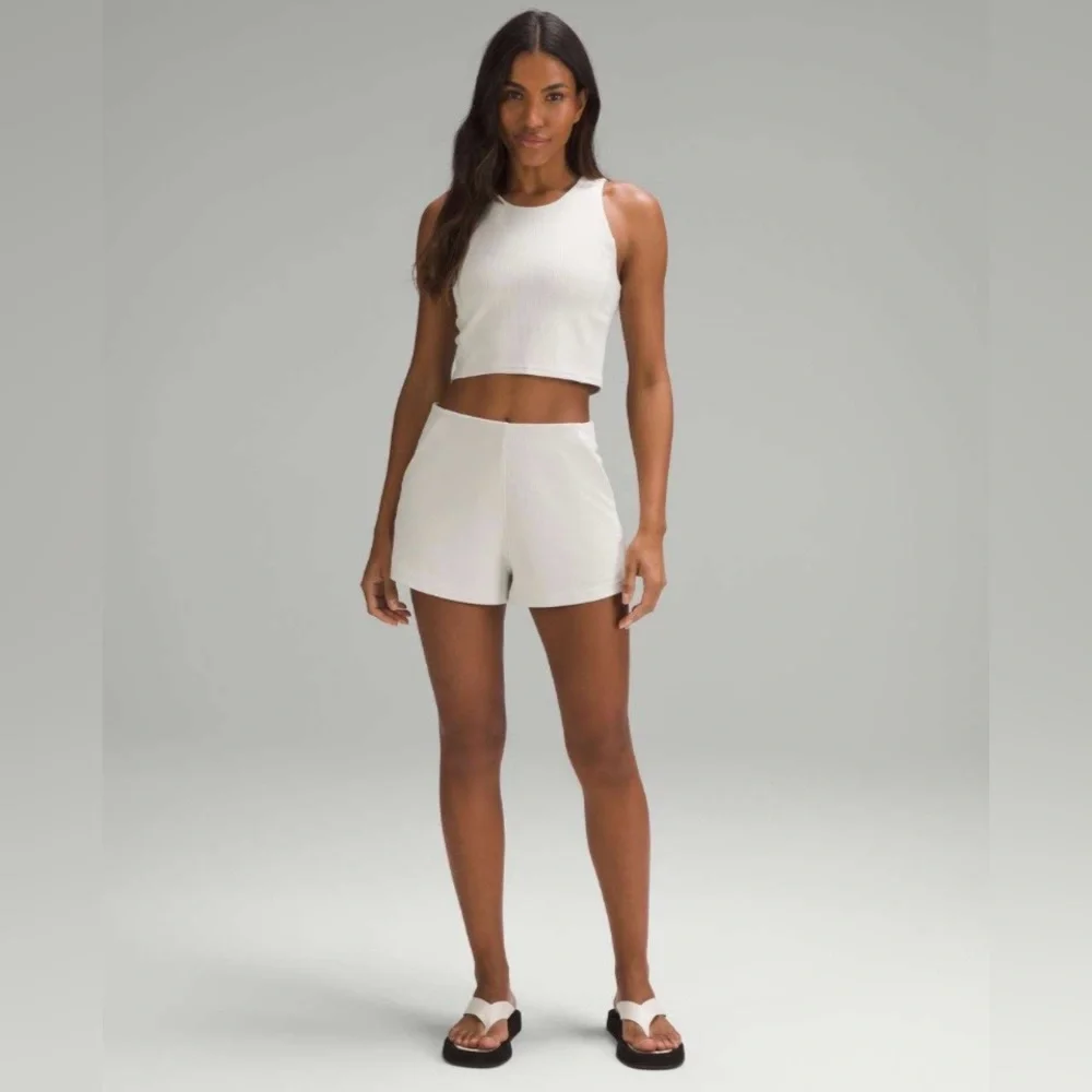 Lululemon Ribbed Softstreme Cropped Tank Top, Bone, 12